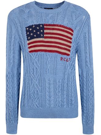 Ralph Lauren Long Sleeves Round Neck Flag Sweater