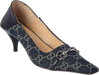 Gucci Vittoria Gg Denim & Leather Pump