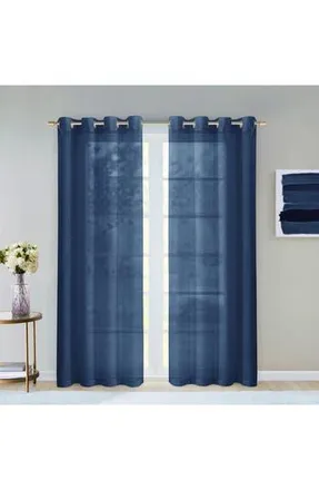 Dainty Home Sheer Set of 2 Panel Curtains in Blue at Nordstrom Rack, Size 108X84