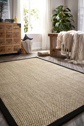 Origin Store s Sisal Rug Light Beige with Black Border 120x170 | Size: 120 cm x 170 cm