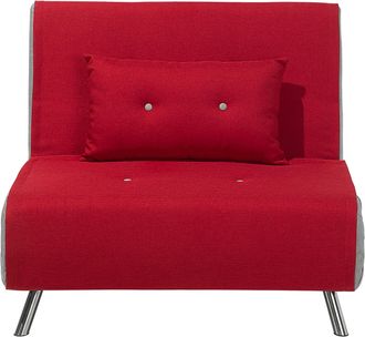 Beliani Beliani - Sof&aacute; Cama Tapizado En Tela Rojo Cama Individual Plegable Silla Cama Farris