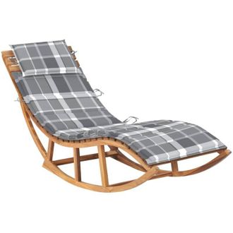 vidaXL Tumbona Mecedora Con Coj&iacute;n Madera Maciza De Teca Vidaxl