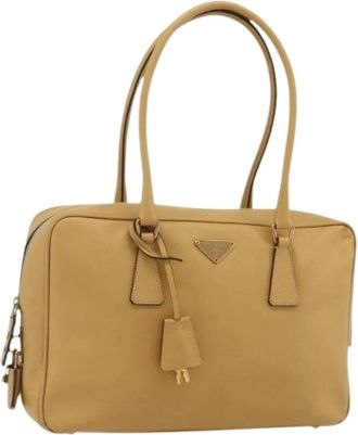 Prada Pre-owned Handbags, female, Beige, Size: ONE SIZE Pre-owned Vintage Saffiano Handbag