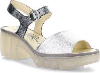 FLY London Tull Platform Sandal in Silver/Graph at Nordstrom, Size 10-10.5Us