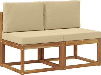 vidaXL 2 Pieza Sof&aacute; Intermedio De Exterior Madera De Acacia S&oacute;lida Vidaxl