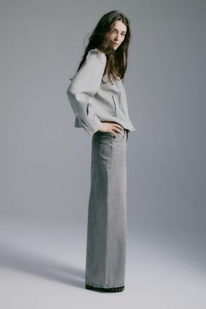 H&M Wide-leg regular waist jeans in Gray at Nordstrom, Size 16