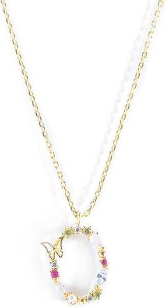 Girls Crew Flutterfly Initial Necklace in Gold at Nordstrom