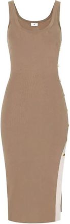 Elisabetta Franchi Gebreide Jurk - Dames - Casual kleedjes - Bruin - L - Kleedjes