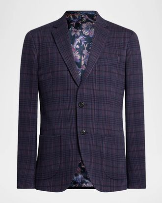 Etro Men & apos;s Plaid Paisley-Lined Two-Button Sport Coat