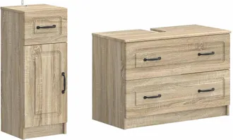 vidaXL Juego De Gabinete De Ba&ntilde;o De 2 Piezas Utrecht Roble Sonoma Vidaxl