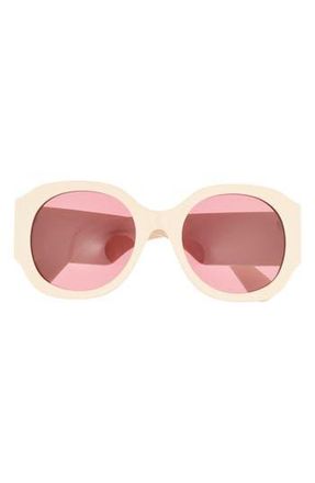 Chlo&eacute; 55mm Round Sunglasses in Ivory Ivory Red at Nordstrom Rack