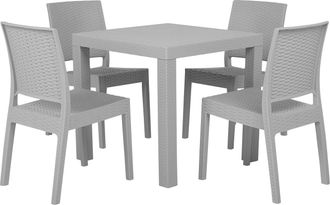Beliani Beliani - Conjunto De Comedor De Jard&iacute;n Gris Claro Con Mesa Rectangular 4 Plazas Fossano