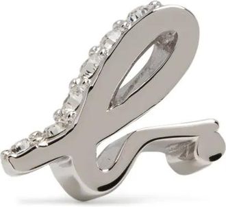 agnès b. logo-plaque earrings - women - 18K White Gold-Plated Brass/Swarovski Zirconia - One Size - Silver