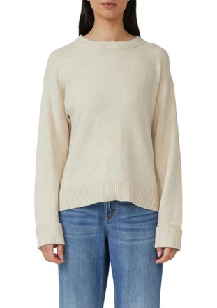s.Oliver Strickpullover S.OLIVER, Damen, Gr. 34, beige (beige melange), Strick, Obermaterial: 50% Baumwolle, 25% Polyamid, 14% Polyacryl, 8% Wolle, 3% Elasthan