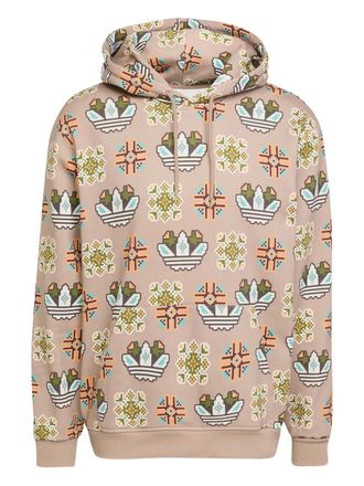 adidas logo-pattern hoodie - men - Fabric - L - Neutrals