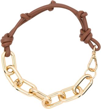 Plan C Knoopkoord Ketting - Dames - Kettingen - Bruin - ONE Size - Polyester - Accessoires