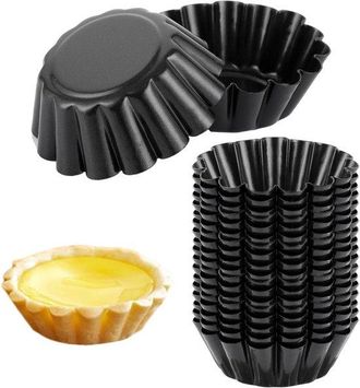 OEM Dailygoods, 20 Moldes Para Mini Tartaletas, Acero Al Carbono, Molde Para Pastel De Huevo, Antiadherente, Pastel, Cupcake, Muffin, Di&aacute;metro 6,5 Cm