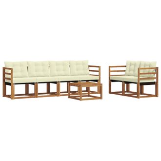 vidaXL Conjunto De Sof&aacute;s De Exterior Con Coj&iacute;n 7 Pcs Natural Y Crema Vidaxl