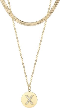 Adornia Adornia 2Pc 18K Plated Initial And Herringbone Necklace Set