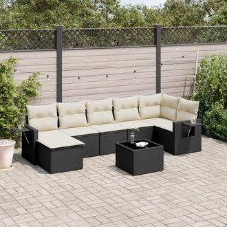 vidaXL Vidaxl - Set De Sof&aacute;s De Jard&iacute;n 8 Piezas Y Cojines Rat&aacute;n Sint&eacute;tico Negro