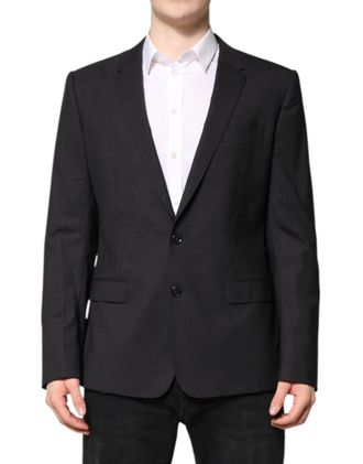 Dolce & Gabbana Mens Dark Gray Martini Single Breasted Jacket Virgin Wool Elastane Clothing
