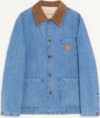 Valentino Giacca camicia Valentino in denim con patch VLogo Uomo DENIM 44