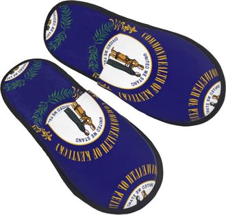 Generic Fuzzy Slippers Kentucky State Flag Unisex Slippers Soft Cotton Slipper For Travel Indoor Guest Room L