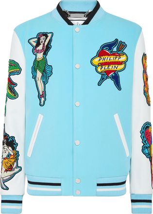 Philipp Plein Leren Bomber Hawaii