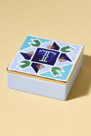 Anthropologie Quilted Monogram Trinket Box