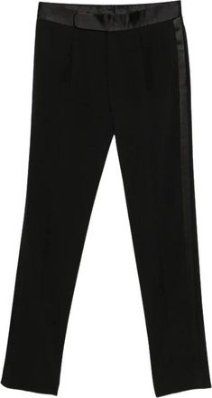 Giorgio Armani Broek met satijnen bies - Dames - Straight fit broeken - Zwart - 2XL - Satijn - Broeken