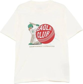 Emporio Armani Eagle Club Grafisch T-shirt - Heren - T-shirts - Beige - 2XL - Katoen - Tops