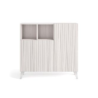 HERDASA Zapatero melamina blanco puertas efecto vallado blanco 87x90x27 cm