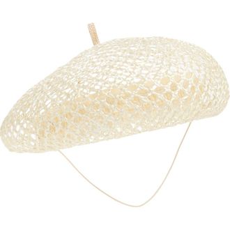 Gigi Burris Millinery Coco Woven Straw Beret in Natural at Nordstrom