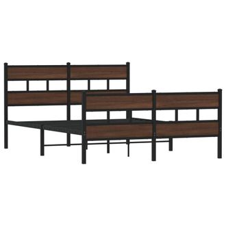 Berkfield Home Elegant Bed Frame without Mattress with Headboard & Footboard 1 in Brown