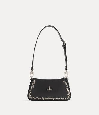 Vivienne Westwood Tasha Shoulder Phone Bag Smooth Leather + Studs 1 Black