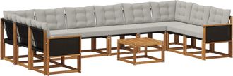 vidaXL Conjunto De Sof&aacute;s De Exterior 11 Uds. Natural Y Gris Claro Vidaxl