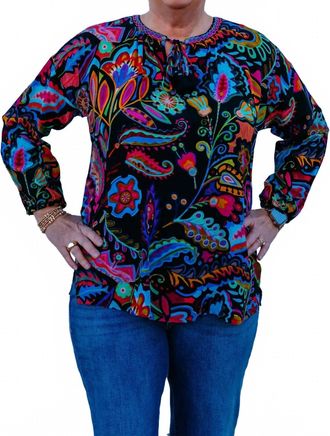 Johnny Was Margot Blouse In Dark Silvana