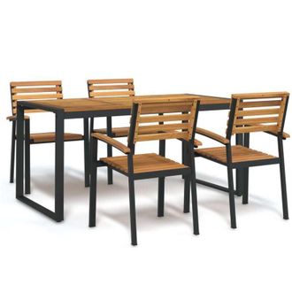 vidaXL Juego De Comedor De Jard&iacute;n 5 Pzas Madera Maciza Acacia Y Metal Vidaxl