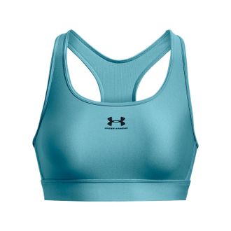 Under Armour Womens HeatGear Mid Padless Sports Bra Blue XS