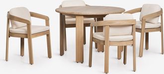 Sklum Set De Mesa Redonda &Oslash;110 Cm Y 4 Sillas De Jard&iacute;n En Madera De Acacia Uleno Sklum