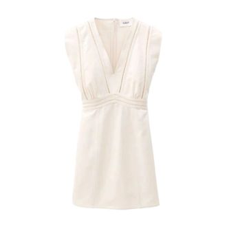BA&SH Elegante Ecru Twill Mini Jurk - Dames - Jurken - Wit - Maat: L Katoen