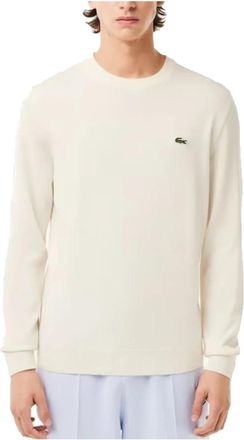 Lacoste Trui met ronde hals en klein logo - Heren - Ronde hals truien - Beige - M - Truien & Vesten