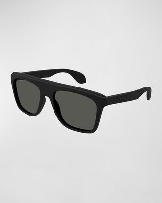 Gucci Men & apos;s Logo-Cutout Acetate Rectangle Sunglasses