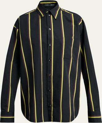Proenza Schouler Alia Stripe Button-Front Top