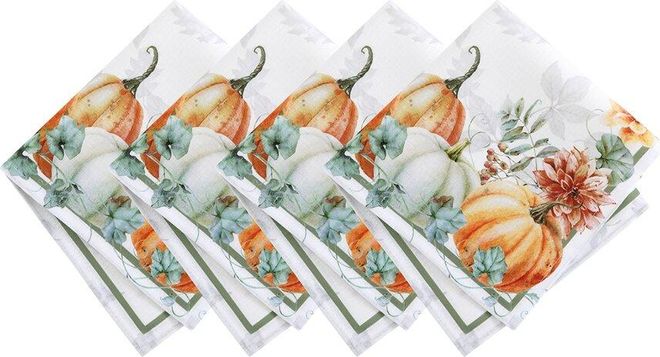 Set of 4 Pumpkin Harvest Vine Napkins