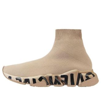 Balenciaga (WMNS) Balenciaga Speed Graffiti Sneakers Beige Knit Black Graffiti Sole Unit 605942W2DB79710