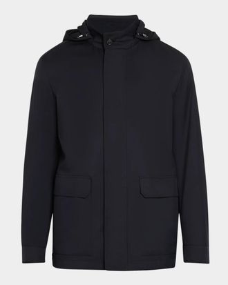 Ermenegildo Zegna Men & apos;s Motorin Water-Repellent Hooded Car Coat