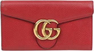 Gucci Pre-owned Wallets, female, Red, Size: ONE SIZE Pre-owned GG Marmont Long Wallet