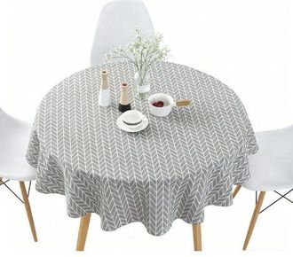 OEM Mantel Redondo De Algod&oacute;n De 120 Cm - Jinfgerne - Impermeable, F&aacute;cil De Limpiar Y Elegante Para Mesa De Comedor, Sala De Estar O Patio