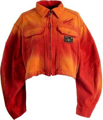 Willy Chavarria Cropped jack met puntkraag en rits - Oranje